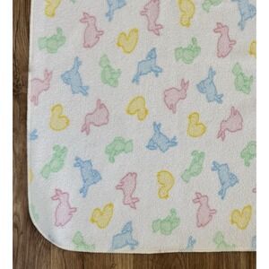 Martha Stewart Everyday Baby Blanket Duck Bunny Print Pastel Colors Lovey Fleece